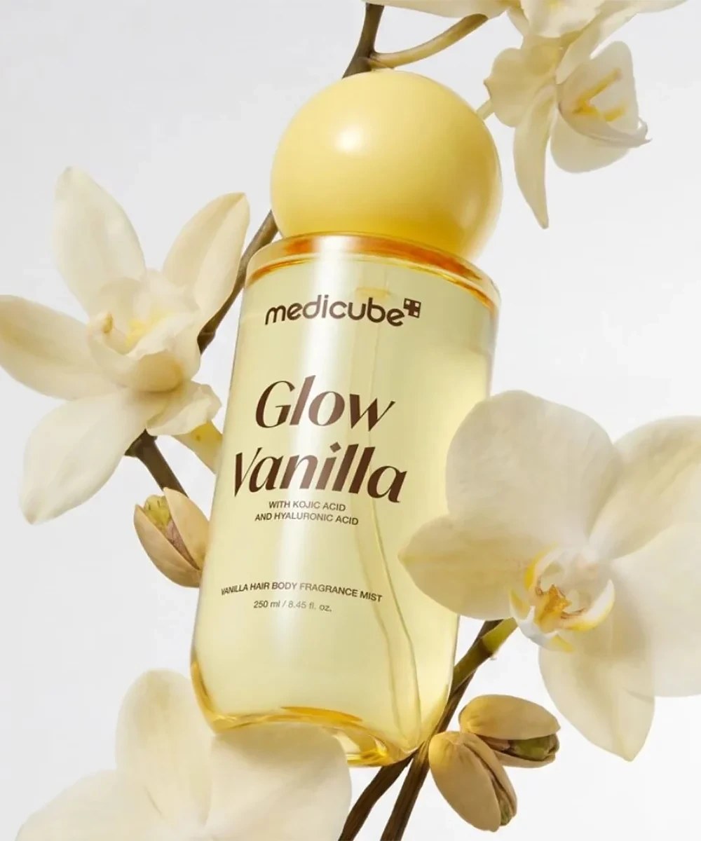 بادی میست وانیلی مدیکیوب Glow Vanilla مناسب مو و بدن ۲۵۰ میل